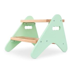 b. spaces by battat – kids wooden two step stool – peek-a-boost – mint & wood