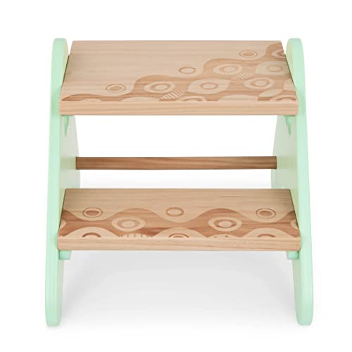 B. spaces by Battat – Kids Wooden Two Step Stool – Peek-A-Boost – Mint & Wood