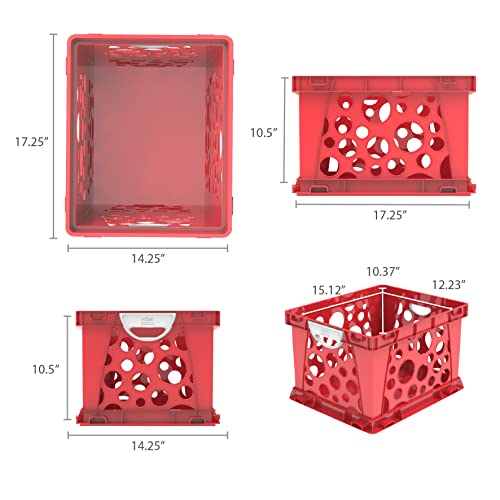 Storex Industries Premium File Crate with Handles, Classroom, 1-Pack, School Red