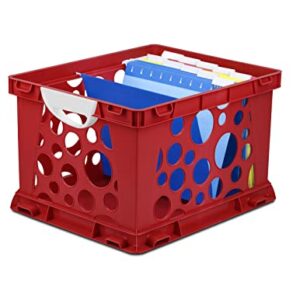 Storex Industries Premium File Crate with Handles, Classroom, 1-Pack, School Red