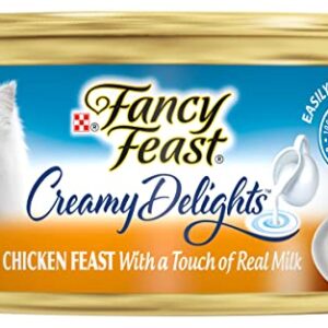 Purina Fancy Feast Creamy Delights Wet Cat Food, Chicken Feast with Real Milk, Easily Digestible Wet Cat Food for Adult Cats, 3-Ounce Cans (Pack of 12)