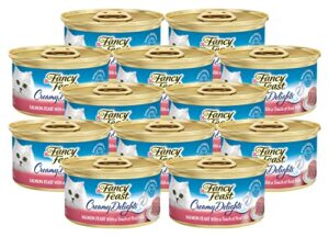 fancy feast creamy delights, salmon feast with a touch of real milk, 3 oz (pack of 12)