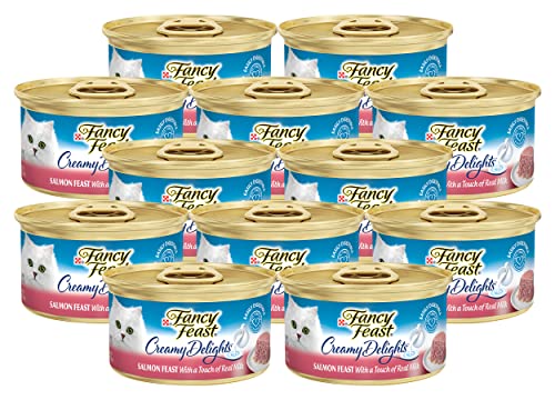 Fancy Feast Creamy Delights, Salmon Feast with a Touch of Real Milk, 3 OZ (Pack of 12)