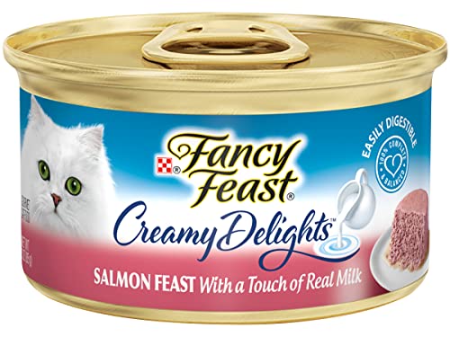 Fancy Feast Creamy Delights, Salmon Feast with a Touch of Real Milk, 3 OZ (Pack of 12)