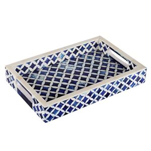 handicrafts home 12x8 blue decorative tray breakfast coffee table top vintage handmade serving tray