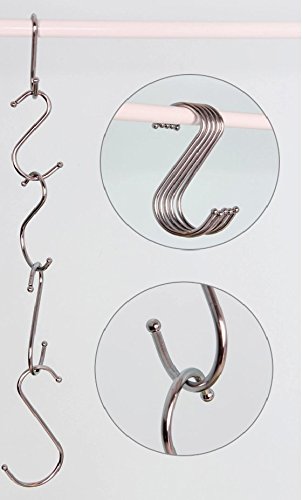 Lysas 20-Pack Round S Shaped Metal, Hooks Hangers for Kitchen, Bathroom, Bedroom and Office