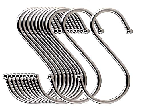 Lysas 20-Pack Round S Shaped Metal, Hooks Hangers for Kitchen, Bathroom, Bedroom and Office