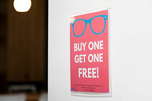 Wall Mount Acrylic Sign Holder [Set of 6] with Adhesive! Clear Heavy Duty Sign Holder 8.5 x 11 inches Portrait! or 11 x 8.5 Landscape! Perfect for Home, Office, Store, or Restaurant