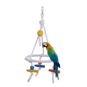 hypeety pet bird parrot swing hanging toy parakeet budgie cockatiel cage hammock swing toy round cotton rope tri toy hanging toy