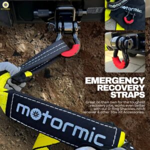 Motormic Recovery Tow Strap 3" x 30ft - Lab Tested 31,924 lb Break Strength - Triple Reinforced Loop Straps - Emergency Off Road Towing Rope