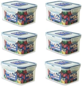 lock & lock rectangular water tight food container, set of 6 (15 oz each)