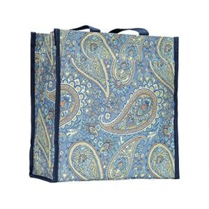 signare wildflower paisley blue grocery shopping tote bag for women tapestry/shop-pais