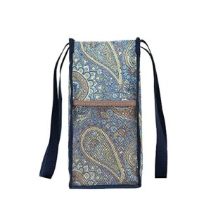 Signare Wildflower Paisley Blue Grocery Shopping Tote Bag for Women Tapestry/SHOP-PAIS