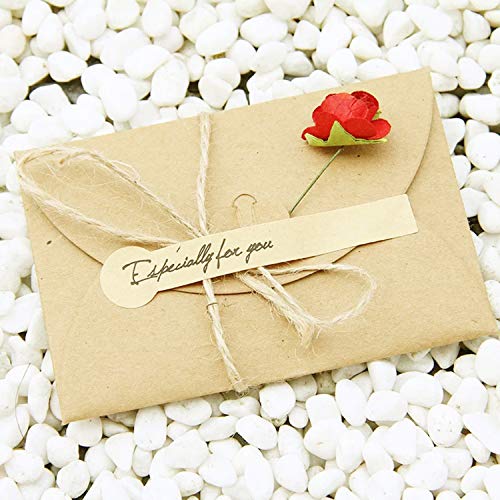 Handmade Flower Greeting Card Gift Card Holder with envelope Wish Card Message Slip Thank You Card DIY Vintage Kraft 2.79"x4.13" Pack of 10