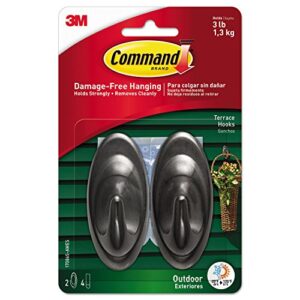 command all weather hooks and strips, medium, plastic, slate, 3 lb capacity, 2 hooks and 4 strips/pack