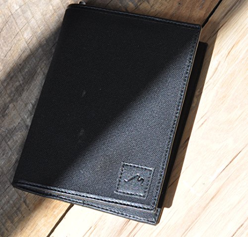 Field Notes / Moleskine Pocket Notebook Cover by Metier Life | Canvas with Vegan Leather | Fits Journals 3.5" X 5.5" | With Included Field Notes Notebook and Metier Pen - Stealth Black