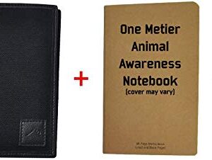 Field Notes / Moleskine Pocket Notebook Cover by Metier Life | Canvas with Vegan Leather | Fits Journals 3.5" X 5.5" | With Included Field Notes Notebook and Metier Pen - Stealth Black