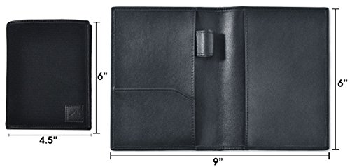 Field Notes / Moleskine Pocket Notebook Cover by Metier Life | Canvas with Vegan Leather | Fits Journals 3.5" X 5.5" | With Included Field Notes Notebook and Metier Pen - Stealth Black