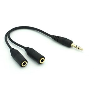 3.5mm headset headphone splitter earbuds audio jack y adapter dual port black for iphone 5 5c 5s, 6, plus, 6s, plus, se - ipad 4, air, 2, mini, 2, 3, 4, pro, 9.7 - google pixel, xl - htc 10