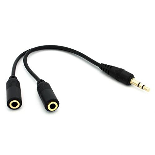 3.5mm Headset Headphone Splitter Earbuds Audio Jack Y Adapter Dual Port Black for iPhone 5 5C 5S, 6, Plus, 6S, Plus, SE - iPad 4, Air, 2, Mini, 2, 3, 4, Pro, 9.7 - Google Pixel, XL - HTC 10