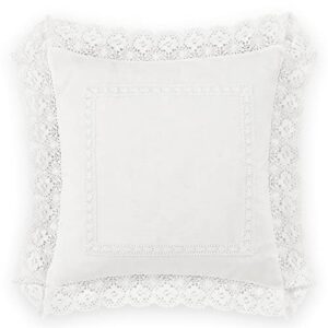 laura ashley home - throw pillow with envelope closure, elegant home decor for bed or sofa (annabella white, 18" x 18")