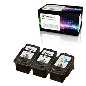 ocproducts remanufactured ink cartridge replacement for canon pg-210xl and cl-211xl for pixma mx320 mx420 mx340 ip2700 mp495 mp490 printers (2 black 1 color)