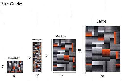 Handcraft Rugs Orange/Black/Gray Abstract Geometric Modern Squares Pattern Area Rug 5 ft. by 7 ft.