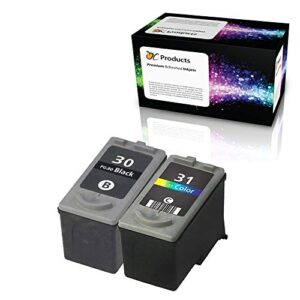 ocproducts remanufactured canon pg-30 and cl-31 ink cartridge replacement for canon ip2600 mx310 mx300 mp470 mp210 mp190 mp140 printers (1 black 1 color)