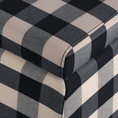 Christopher Knight Home Breanna Fabric Storage Ottoman, Black Checkerboard