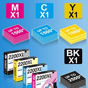 2200XL Ink Cartridges of Kingway Compatible for Canon PGI 2200XL PGI-2200 PGI-2200 XLwork with Maxify MB5320 MB5420 MB5120 MB5020 iB4120 iB4020 Printer (Black, Cyan, Magenta, Yellow) 4 Pack