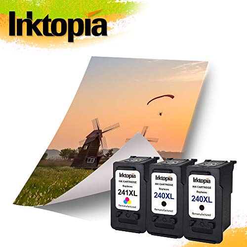 3 Pack Remanufactured Ink Cartridge Replacement for Canon 240XL PG 240 XL and CL 241XL (2Black,1Color) with Ink Level Indicator Used in PIXMA 2120 2220 3120 3220 4120 4220 MX372 432 512