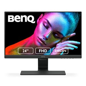 benq gw2480 computer monitor 24" fhd 1920x1080p | ips | eye-care tech | low blue light | anti-glare | adaptive brightness | tilt screen | built-in speakers | displayport | hdmi | vga,black