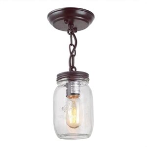 LNC Flush Mount Light Fixture,Farmhouse Mason Jar Pendant A03220, Single Ceiling