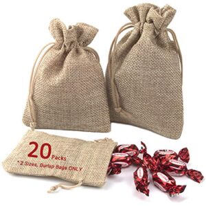 advcer burlap bags with drawstring set, 5.5 x 4 and 4.8 x 3.5, sacks 20 for small favor, gift, treat, goodie, party, jewelry, little sachet, coffee bean, mini decor, craft, candy, tea storage (linen)