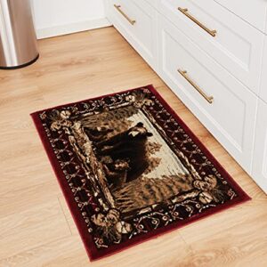 Rug Empire Rustic Lodge Grizzly Bear Cubs Area Rug, 39" L x 26" H