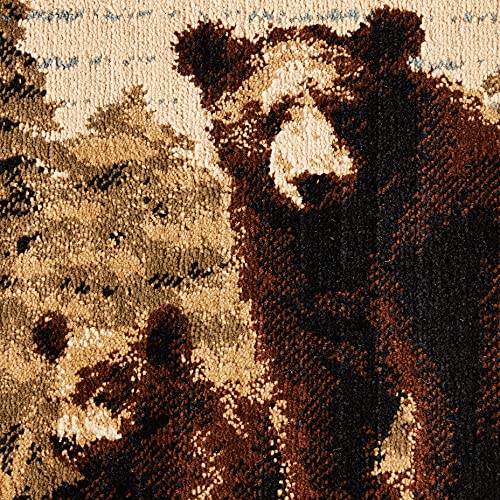 Rug Empire Rustic Lodge Grizzly Bear Cubs Area Rug, 39" L x 26" H