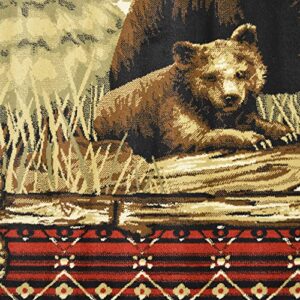 Rug Empire Rustic Lodge Grizzly Bear Cubs Area Rug, 39" L x 26" H