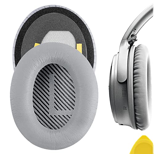 Geekria QuickFit Replacement Ear Pads for Bose QC45, QC35, QC35 ii, QC35 ii Gaming, QC15 QC25, AE2, AE2i, AE2w, SoundTrue, SoundLink AE, QCSE, Headset Earpads, Ear Cups Ear Cover (Silver Grey)