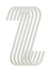 ruiling 6-pack 6inch white metal hanging s hooks - s shaped hook heavy-duty s hooks, for kitchenware, pots, utensils, plants, towels, gardening tools, clothes