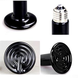 Kangkang@ 200W 220V 70mm Ceramic Infrared Emitter Heated Lamp Heating Light Bulb Black for Pet Snake Lizard Brooder Breeding Pet Coop Black