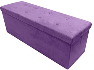 sorbus storage ottoman bench – collapsible/folding bench chest with cover – perfect toy and shoe chest, hope chest, pouffe ottoman, seat, foot rest, – contemporary faux suede (purple)