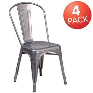 Flash Furniture Lincoln 4 Pack Clear Coated Metal Indoor Stackable Chair