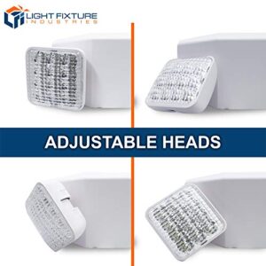 LFI Lights | Emergency Light | White Housing | Two LED Adjustable Square Heads | Hardwired with Battery Backup | UL Listed | Contractor Standard | (2 Pack) | EL-2