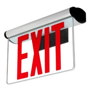 LFI Lights | Edge-Lit Red Exit Sign | Modern Design Brushed Aluminum Housing | All LED | Single-Sided Clear Acrylic Panel | Hardwired with Battery Backup | UL Listed | (2 Pack) | ELRT-R (SC)
