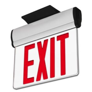 LFI Lights | Edge-Lit Red Exit Sign | Modern Design Brushed Aluminum Housing | All LED | Single-Sided Clear Acrylic Panel | Hardwired with Battery Backup | UL Listed | (2 Pack) | ELRT-R (SC)