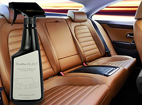 Cadillac Select Leather Furniture Cleaner and Conditioner for Couch, Car Auto Interior Seats, Bags, Jackets, Large Leather Surfaces – Complete Care Spray