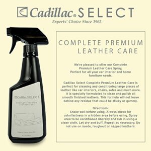 Cadillac Select Leather Furniture Cleaner and Conditioner for Couch, Car Auto Interior Seats, Bags, Jackets, Large Leather Surfaces – Complete Care Spray