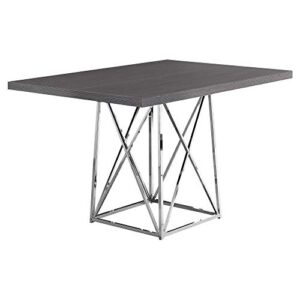monarch specialties i dining table metal base, 36" x 48", grey/chrome