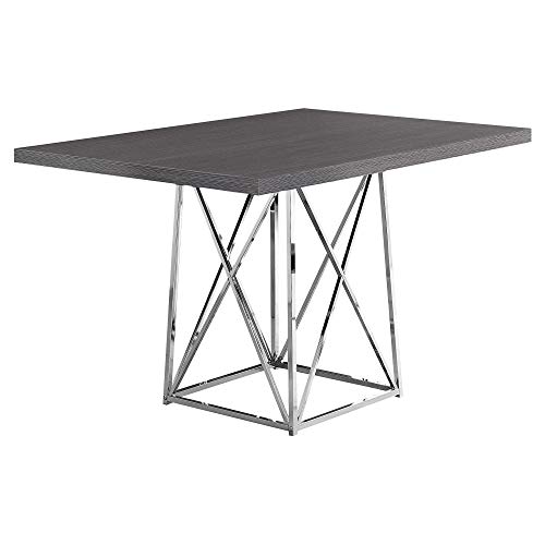 Monarch Specialties I Dining Table Metal Base, 36" x 48", Grey/Chrome