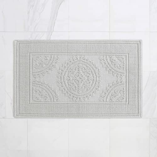 Jean Pierre New York Cotton StoneWash Medallion 21x34 in.Bath Rug, Gray